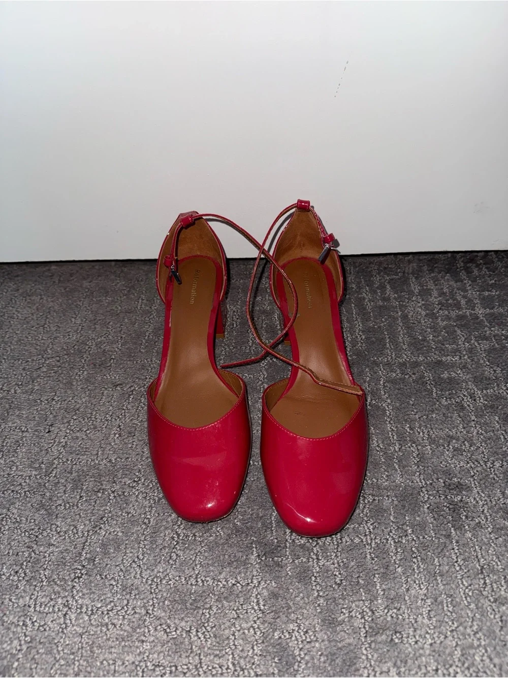 Reformation Red Ankle-Strap Pumps